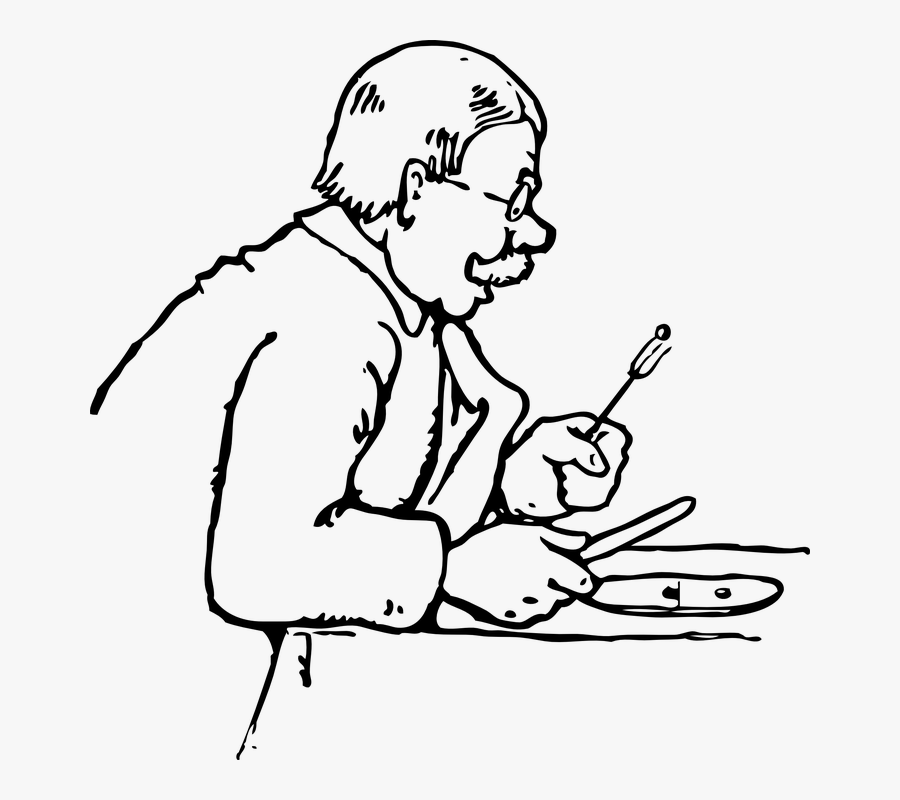 Bulging Disc - Cartoon Old Man Eating, Transparent Clipart