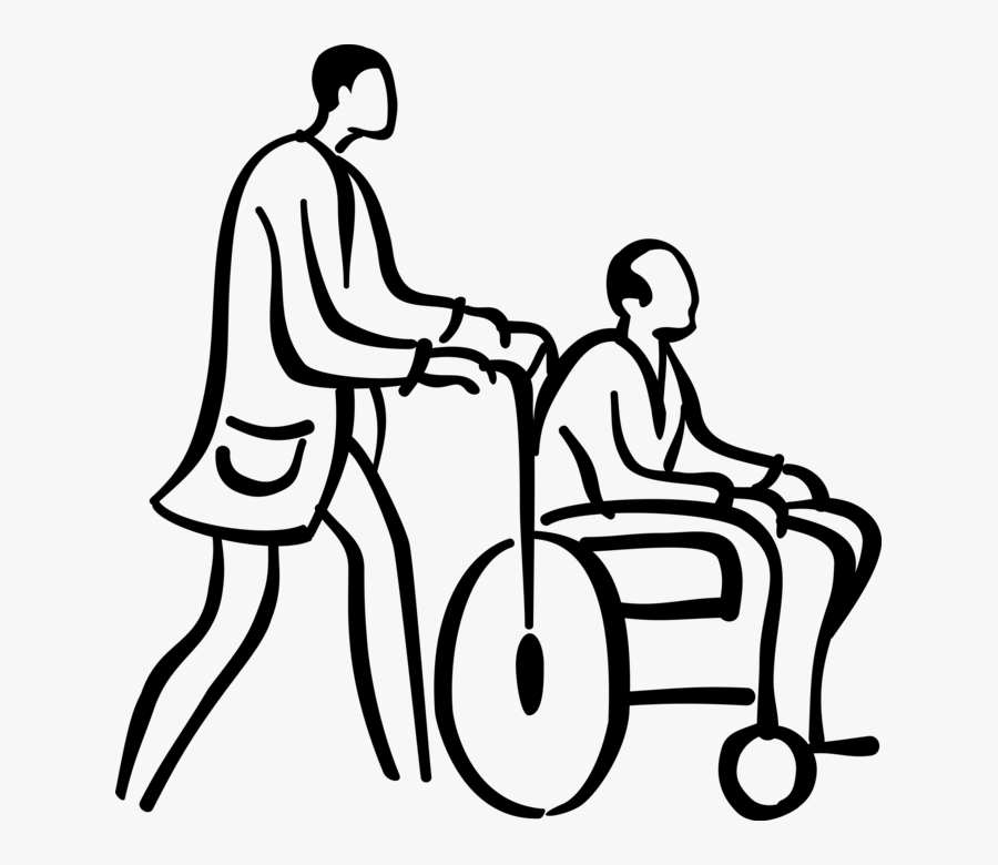 Hospital Patient In Wheelchair - Helping Handicapped Persons Clipart, Transparent Clipart