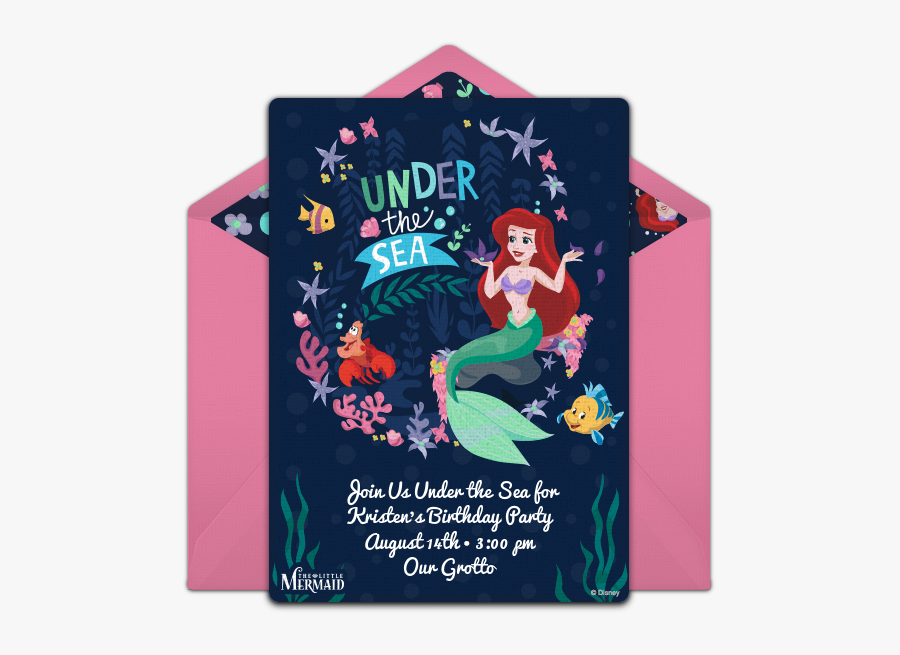Transparent Little Mermaid Png - Little Mermaid Under The Sea Invitation Ideas, Transparent Clipart