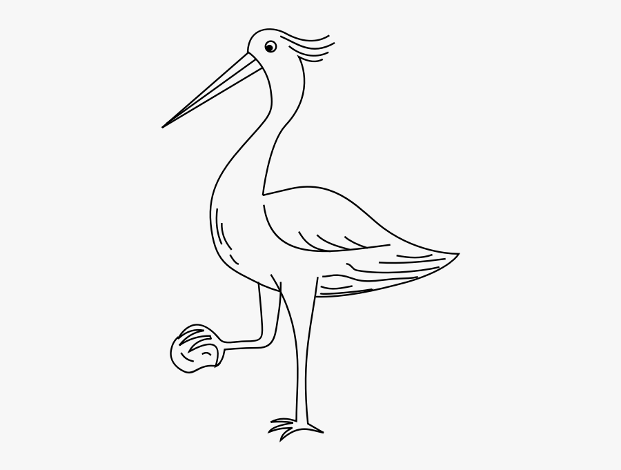 Monochrome,crane Like Bird,line Art - Black And White Egret Clipart, Transparent Clipart