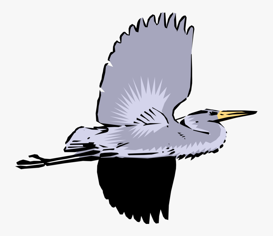 Vector Illustration Of Great Blue Heron Crane Bird - Great Heron, Transparent Clipart