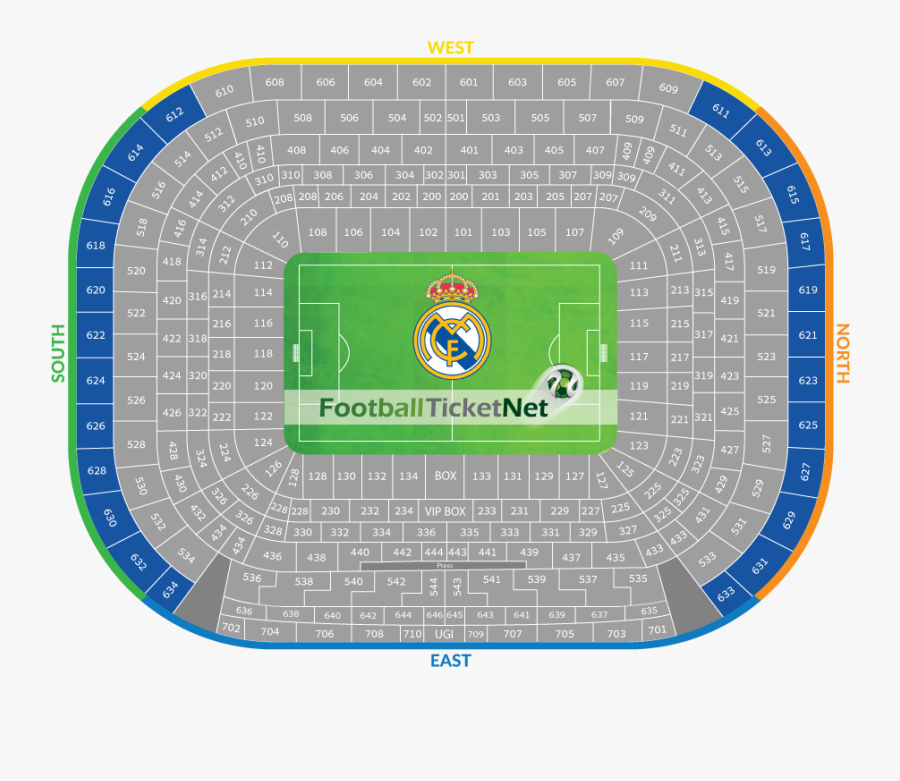 Transparent Soccer Stadium Clipart - Real Madrid Stadium Seat Plan, Transparent Clipart