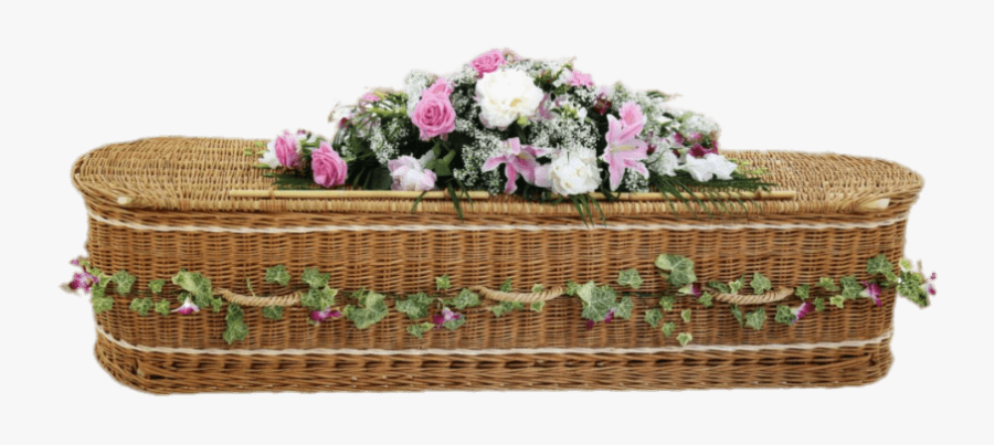 Woven Wicker Coffin Decorated With Flowers - Artificial Flower, Transparent Clipart