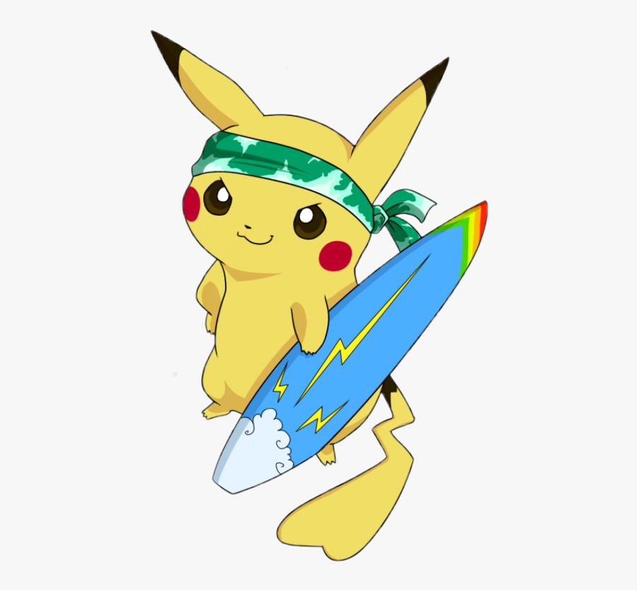 Surf Freetoedit Scsurfboard Surfboard - Pikachu On A Surfboard, Transparent Clipart