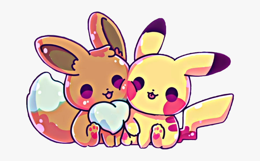 Pokemon Freetoedit - Cute Eevee And Pikachu, Transparent Clipart