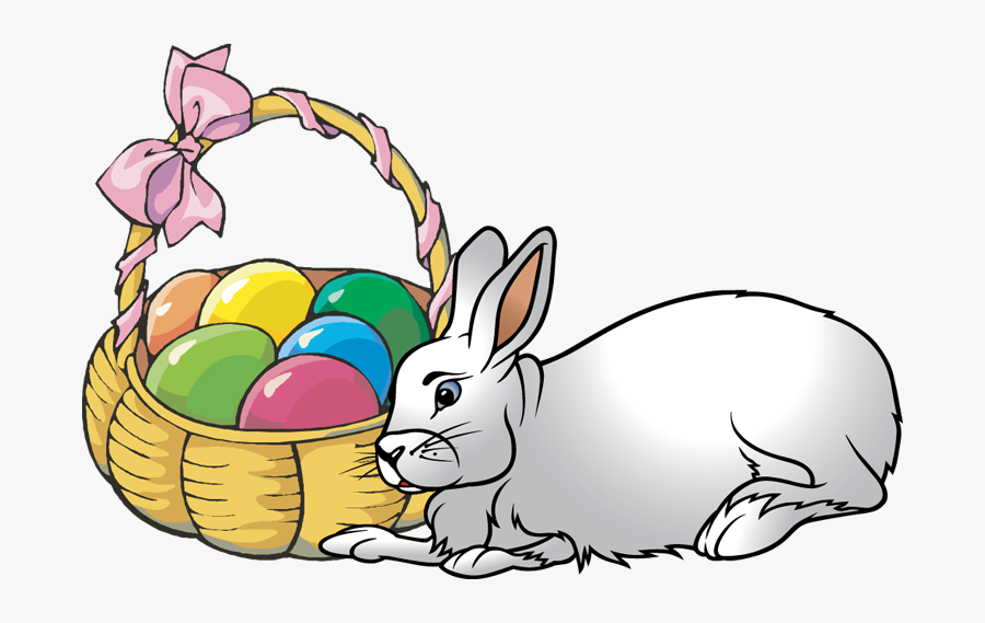 Easter Bunny And Basket Of Eggs - Easter Basket Of Eggs, Transparent Clipart