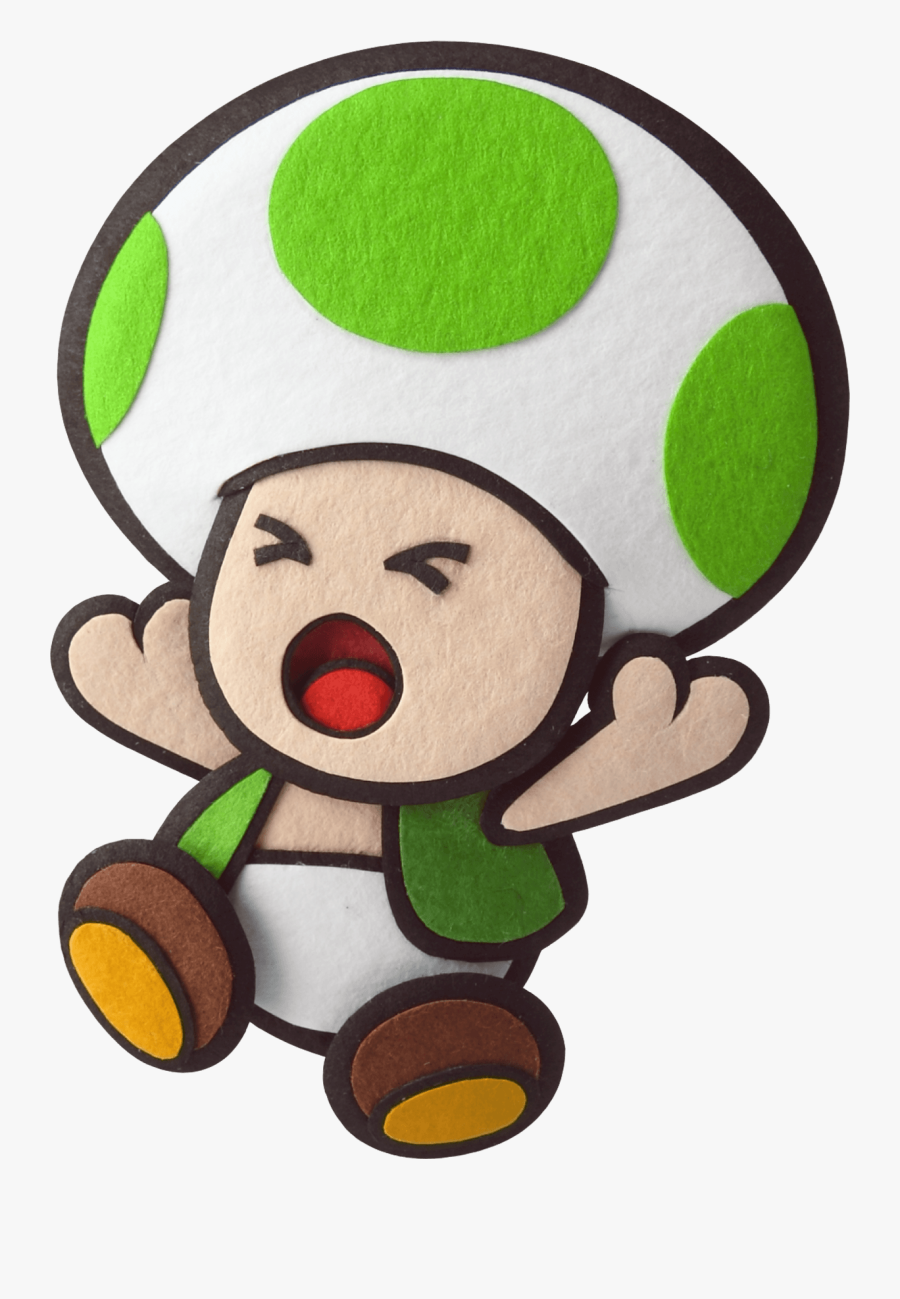 Paper Mario Toad Green, Transparent Clipart