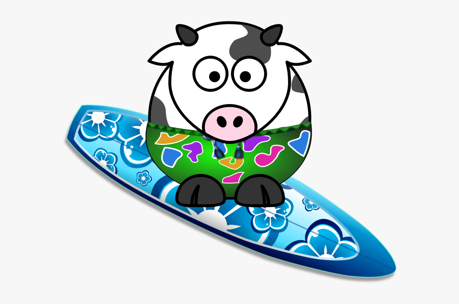 Clipart - Surfer Cow - Cow Cartoon No Background, Transparent Clipart