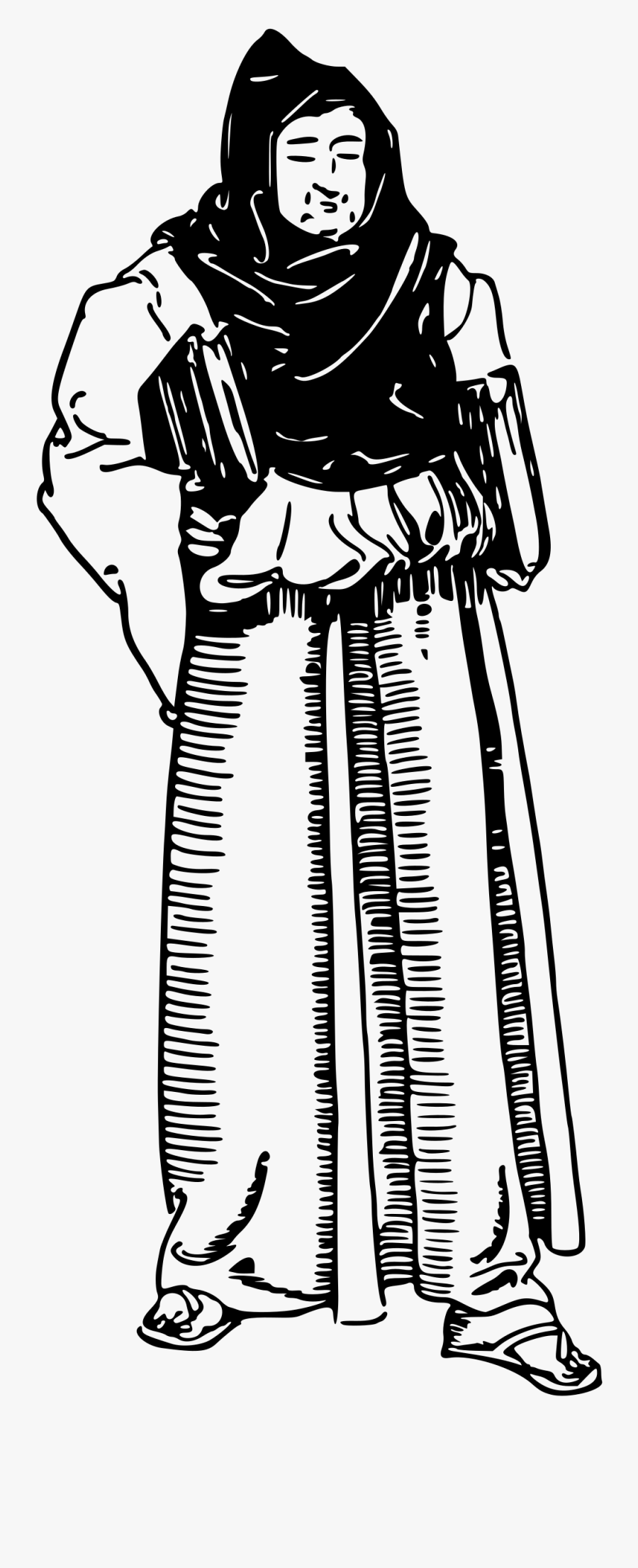 Monk Black White Png Clipart , Png Download - Christian Monk Png, Transparent Clipart