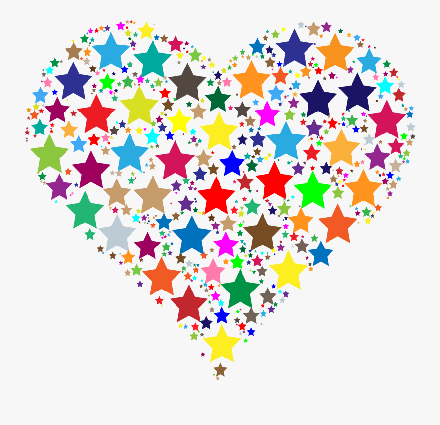 Colorful Heart Stars - Stars And Hearts Clipart, Transparent Clipart