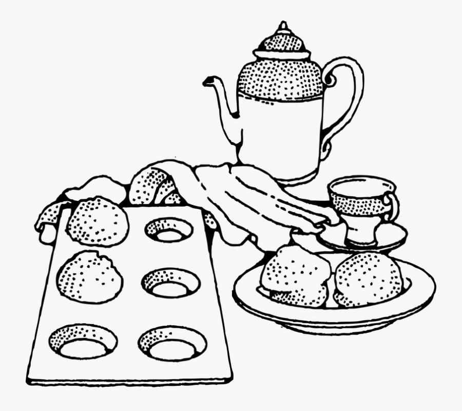 Breakfast, Meal, Muffin, Tea, Homemade, Delicious - Breakfast Clip Art Free Black And White, Transparent Clipart