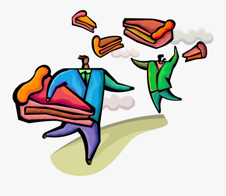 Vector Illustration Of Businessmen Grab Their Slice, Transparent Clipart