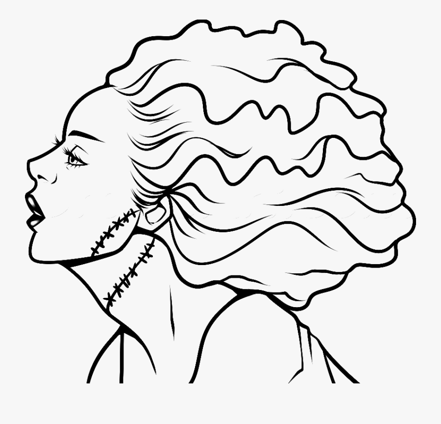 Transparent Frankenstein Face Clipart - Bride Of Frankenstein Outline, Transparent Clipart