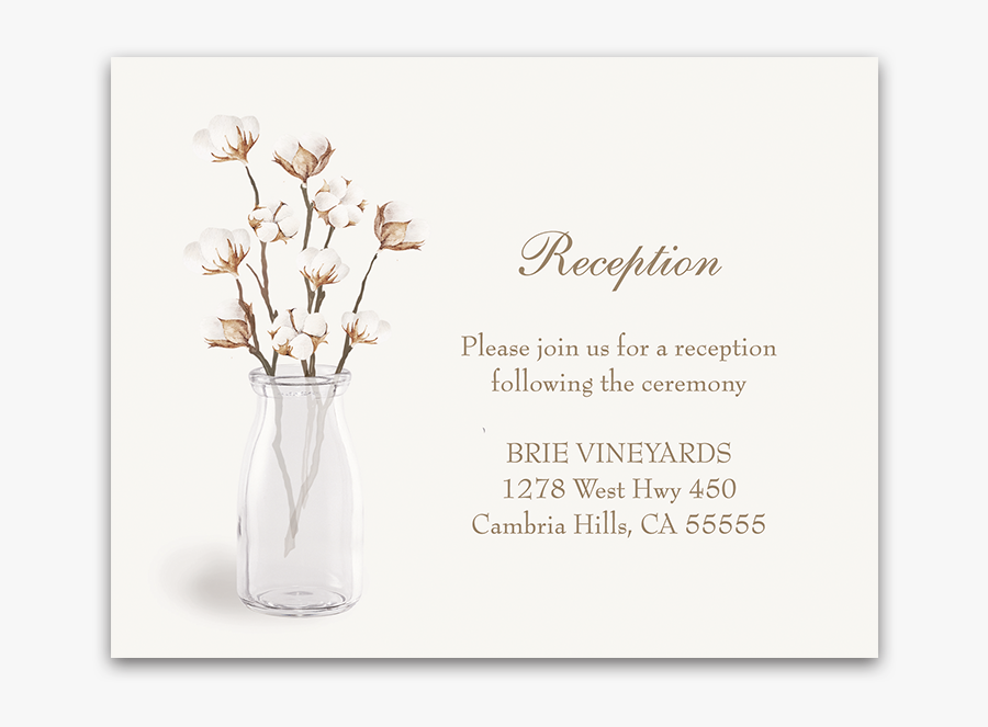 Rustic Cotton Theme Wedding Reception Insert Card - Vase, Transparent Clipart
