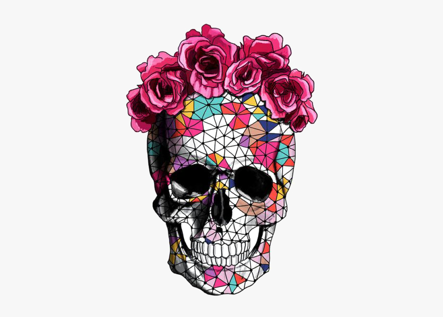 Rose Png Skull - Skull With Flower Crown, Transparent Clipart