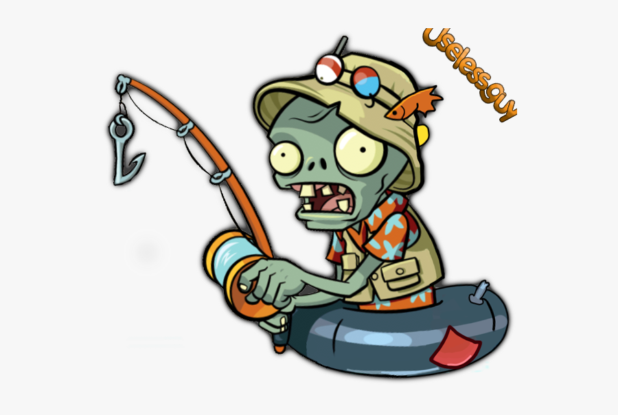 The Fisherman Zombie Wears A Light Green Colored Hat - Plants Vs Zombies 2 Fisherman Zombie, Transparent Clipart