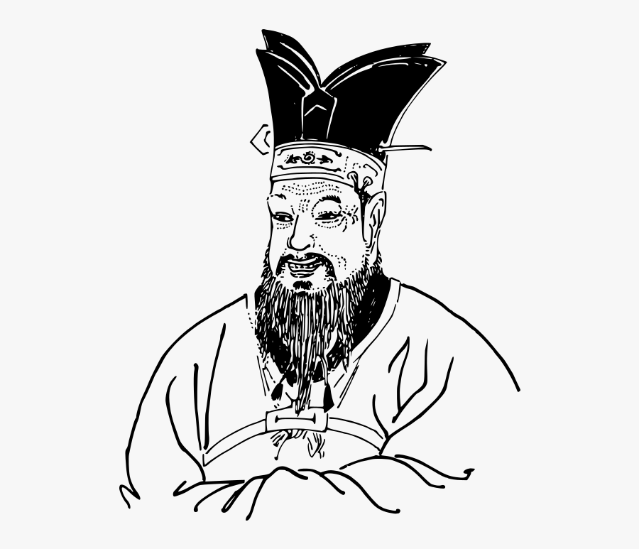 Lineart Famous Philosophy Vector Free Library - Drawing Confucius, Transparent Clipart