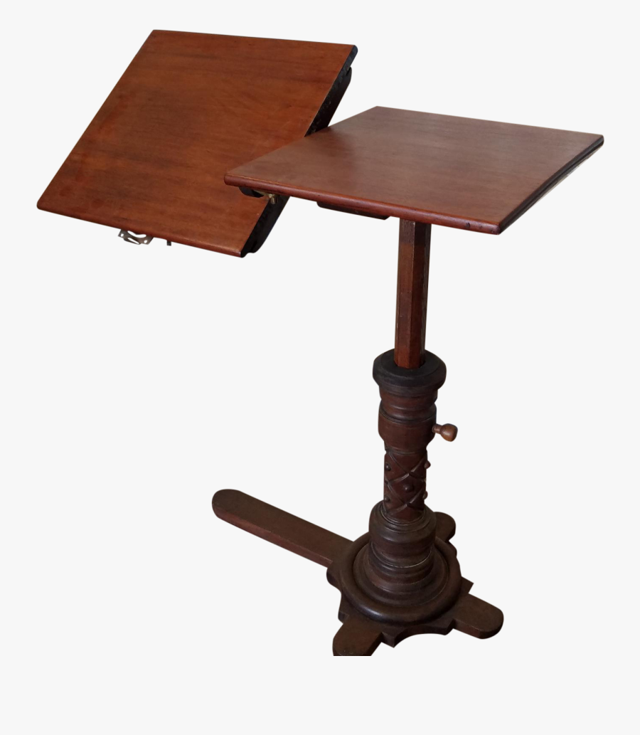 Very Good Antique Victorian Mahogany Adjustable Book - End Table, Transparent Clipart
