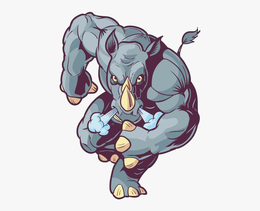 #rinoceronte #rhinoceros #cartoon #desenho @lucianoballack - Angry Rhino Clip Art, Transparent Clipart