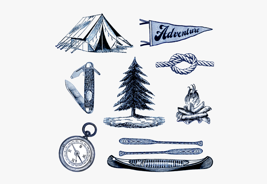 Tattoo Product Set Camping Summer Camp Tattly Clipart - Tatouage Camping, Transparent Clipart