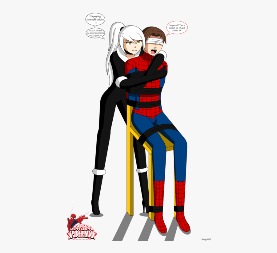 Ultimate Black Cat Captured Spidey - Spiderman X Black Cat Fan Art, Transparent Clipart