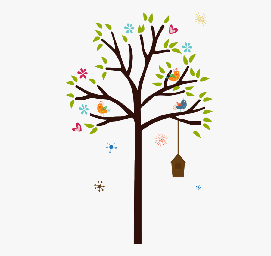 Cartes Postales, Arbres, Octobre, Petits Oiseaux Clipart - 树枝 卡通, Transparent Clipart