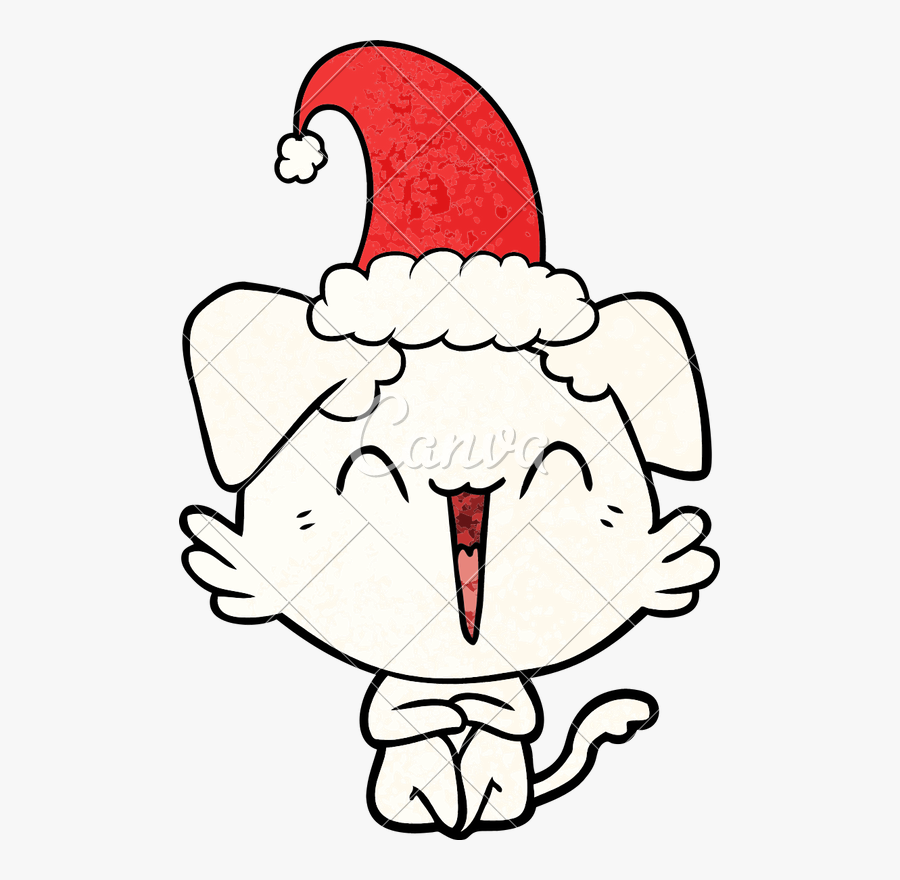 Christmas Dog Cartoon - Dog Panting Drawing, Transparent Clipart