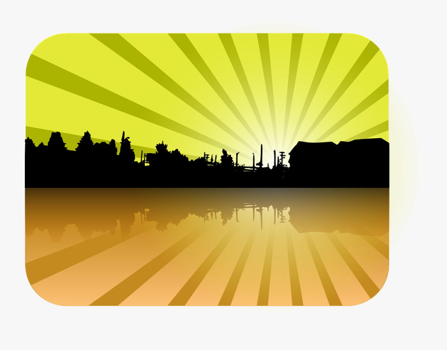 City, Water, Horizon, Reflection, Sunrise, Silhouette - Horizon Clipart, Transparent Clipart
