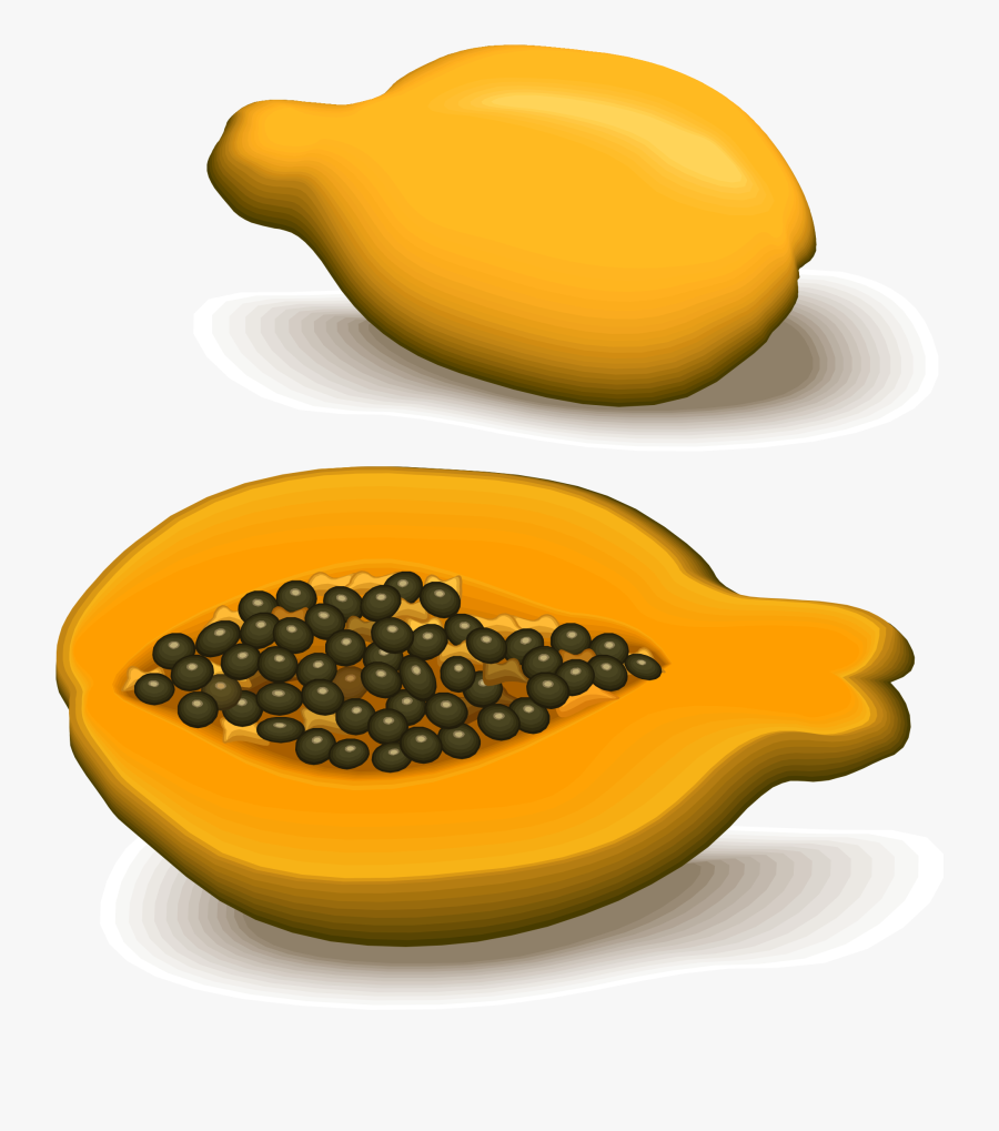 Papaya,food,yellow - Papaya, Transparent Clipart