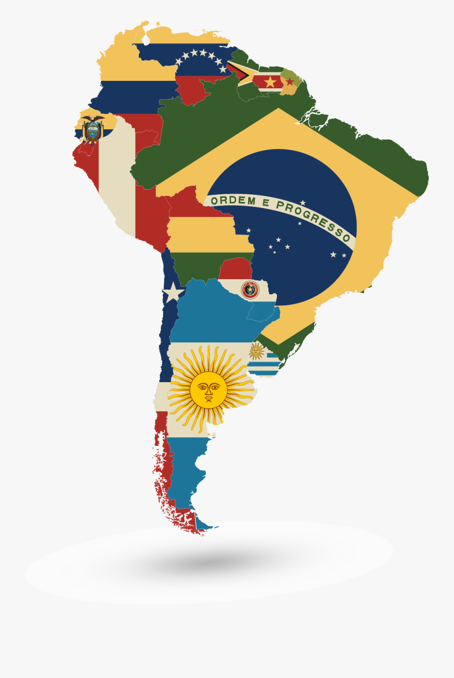Clip Art Flag Of South America - South America Map Graphic, Transparent Clipart