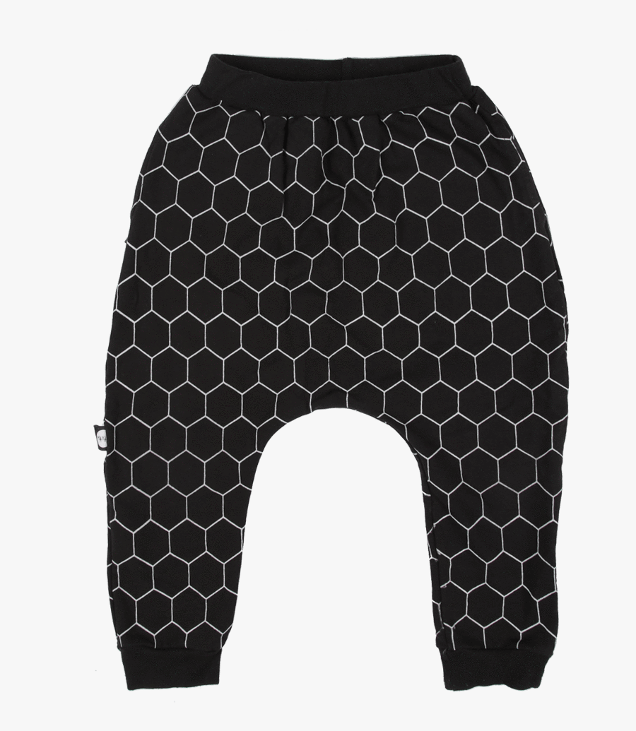 Unisex Bee Hive Black Harem Pants - Leggings, Transparent Clipart