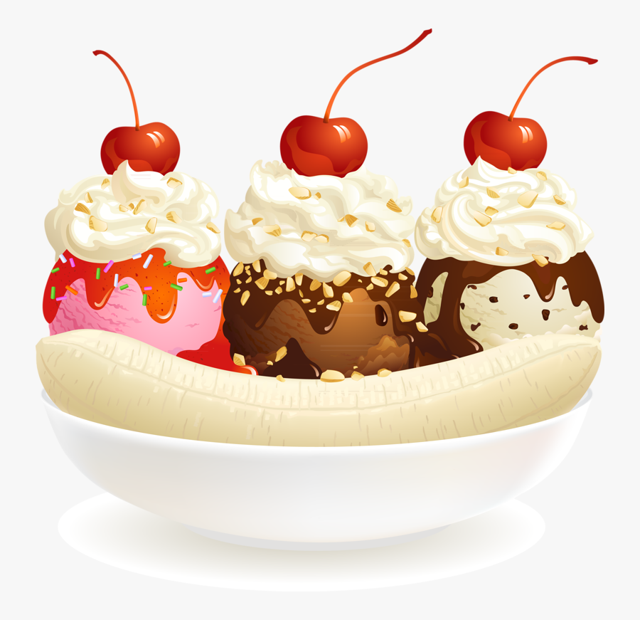 Фотки Food Clips, Ice Cream Treats, Cupcake Art, Fruit - Clipart Banana Split Sundae, Transparent Clipart