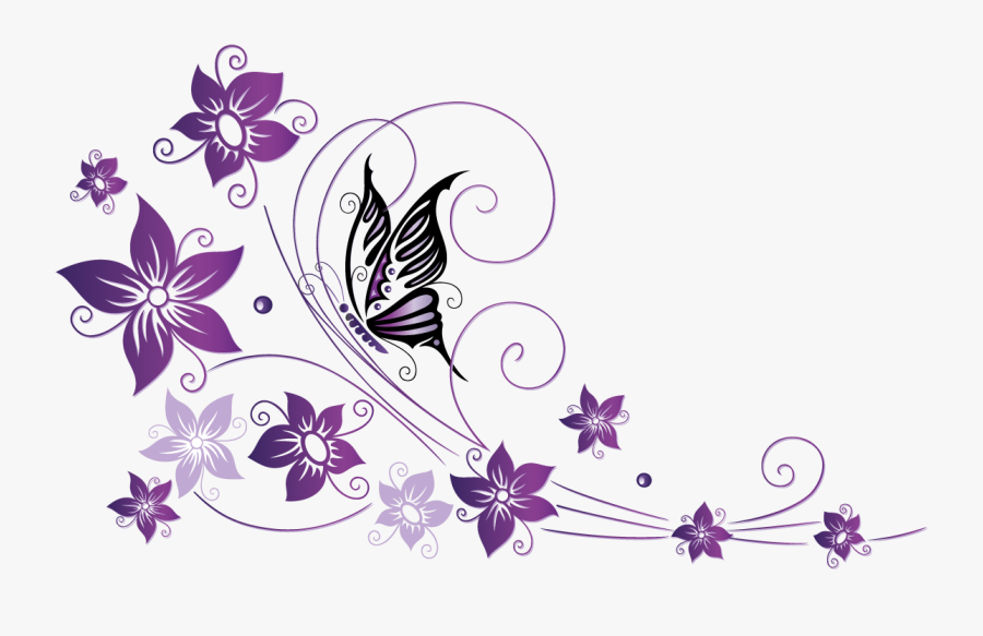 Butterfly Net Violet Tendril Flower - Flowers And Butterflies Vector, Transparent Clipart