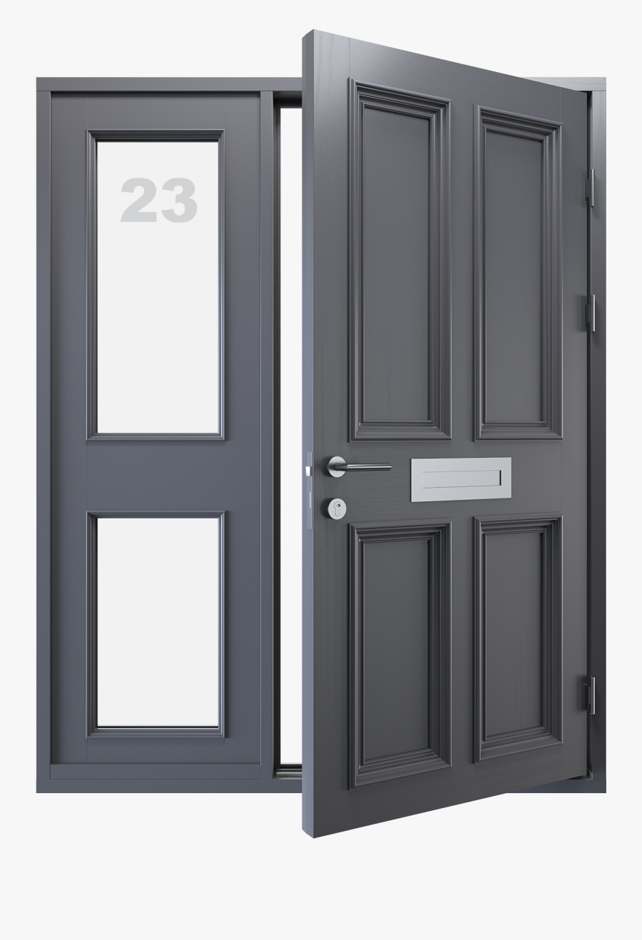 Transparent Front Door Png - Traditional Grey Front Doors, Transparent Clipart