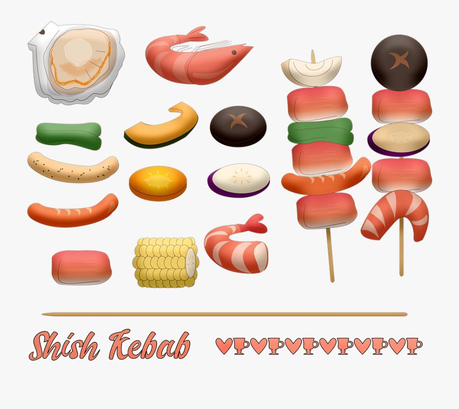 Shish Kebab, Vegetables, Shrimp, Corn, Shellfish, Food, Transparent Clipart