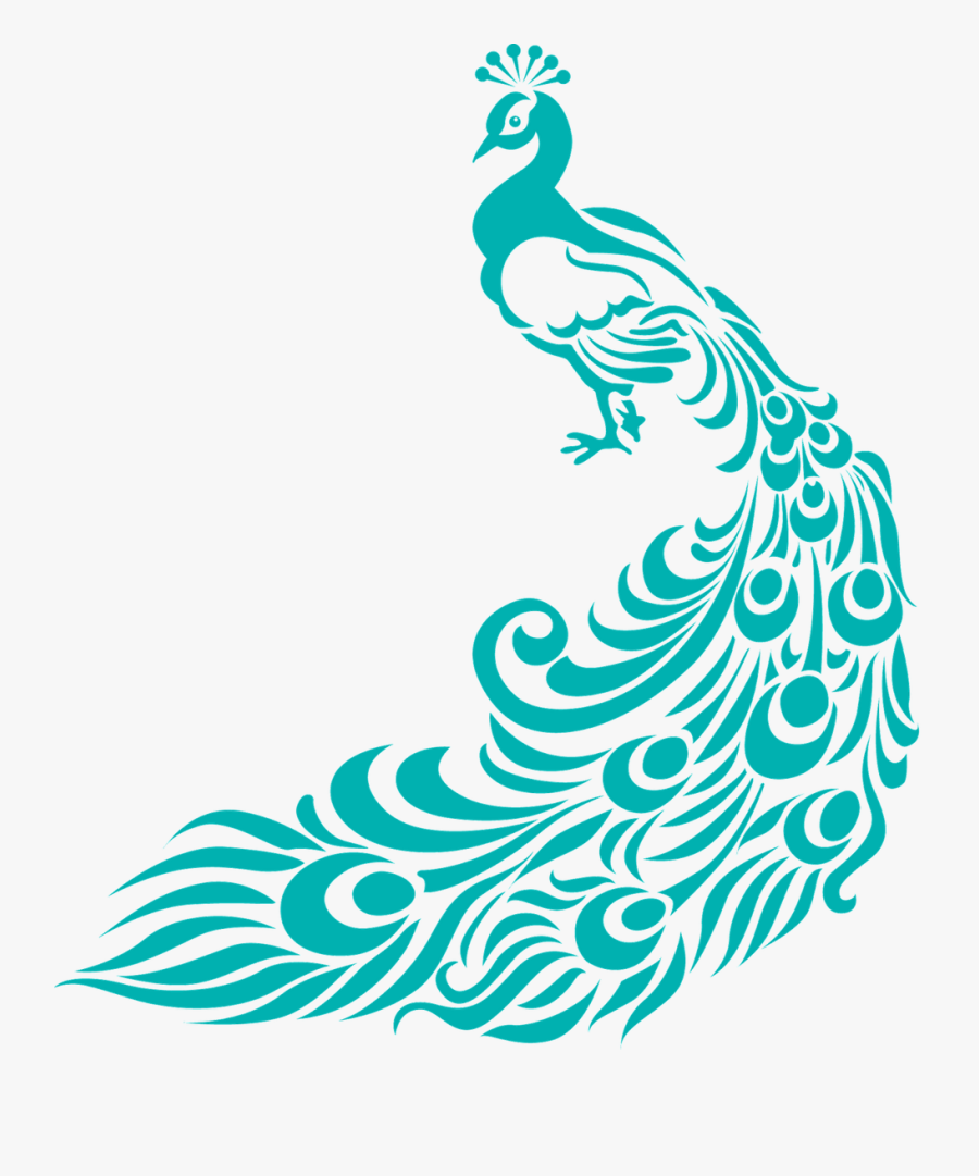 Home Decor Large-size Simple Peacock Designs Clipart - Peacock Feather Png Black And White, Transparent Clipart