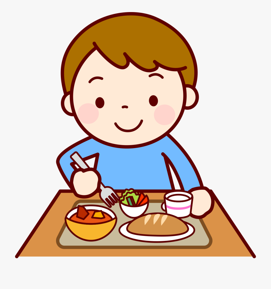 Food Eating Lunch Child Clip Art - Child Eating Dinner Clipart , Free