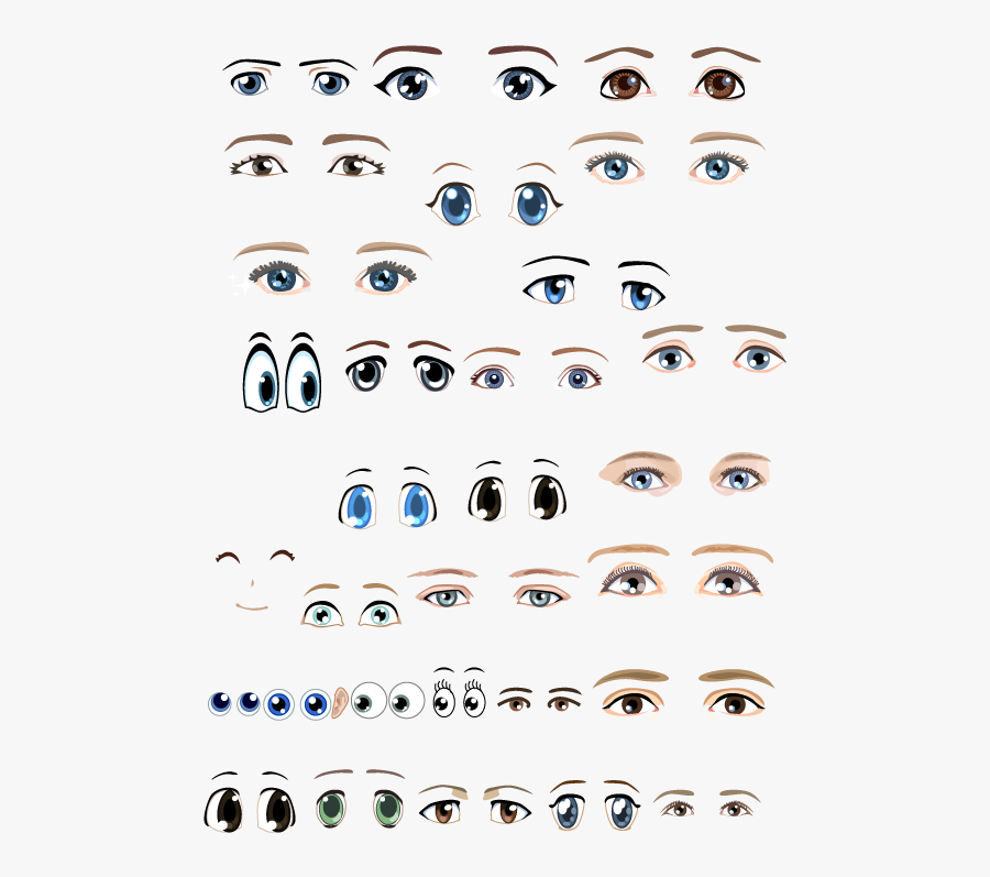 Emotional Expressions Various Eyes Png File Hd Clipart - Draw A Doll Face, Transparent Clipart