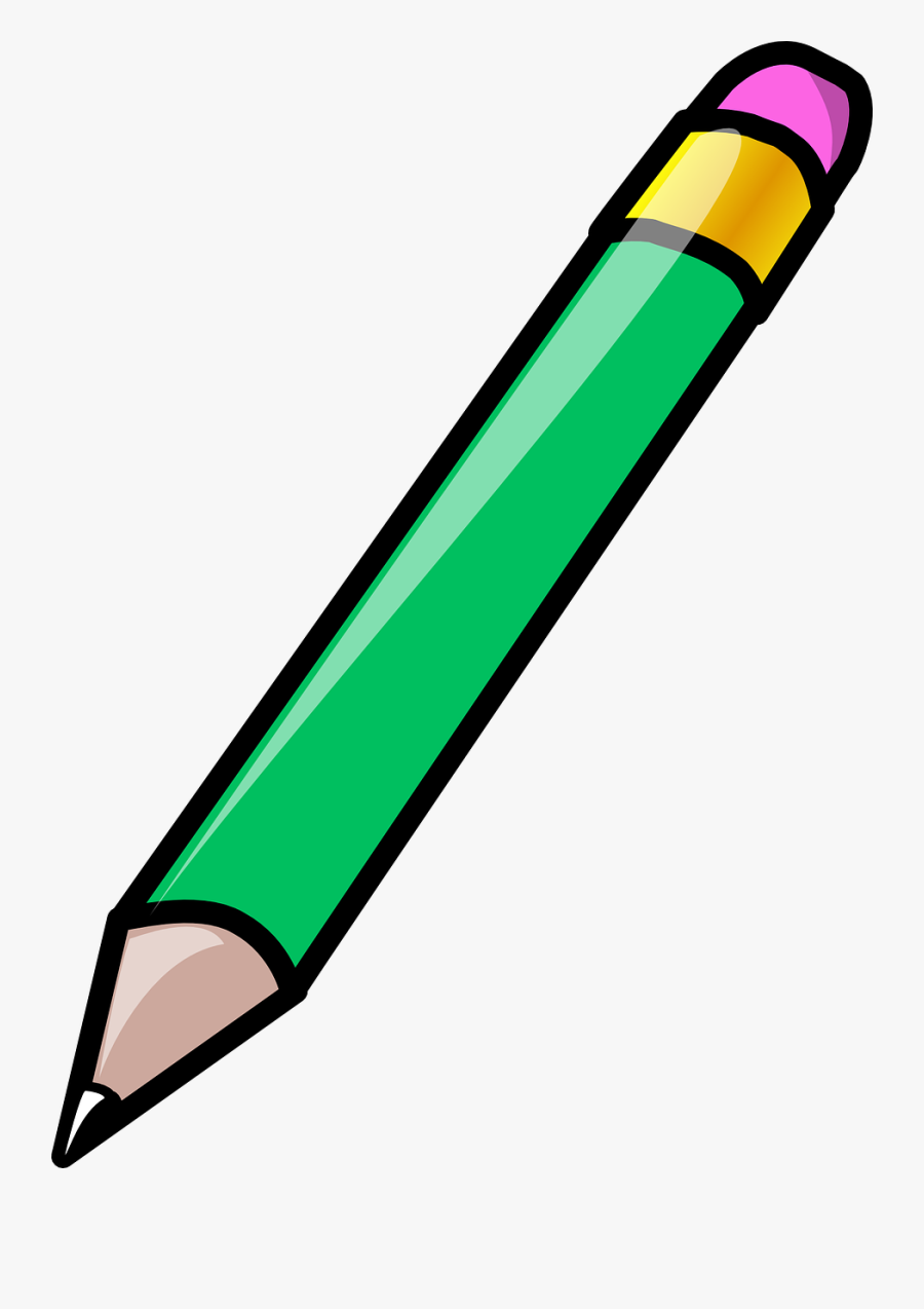 Pencil, Eraser, Green, Write, Sketch, Draw, School, - Crayon Clipart, Transparent Clipart