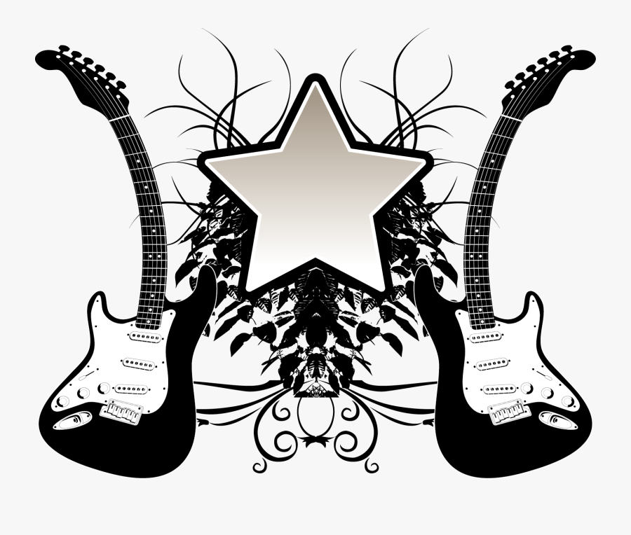 Star Material Guitar Vector Five-pointed Deformation - Guitar Vector, Transparent Clipart