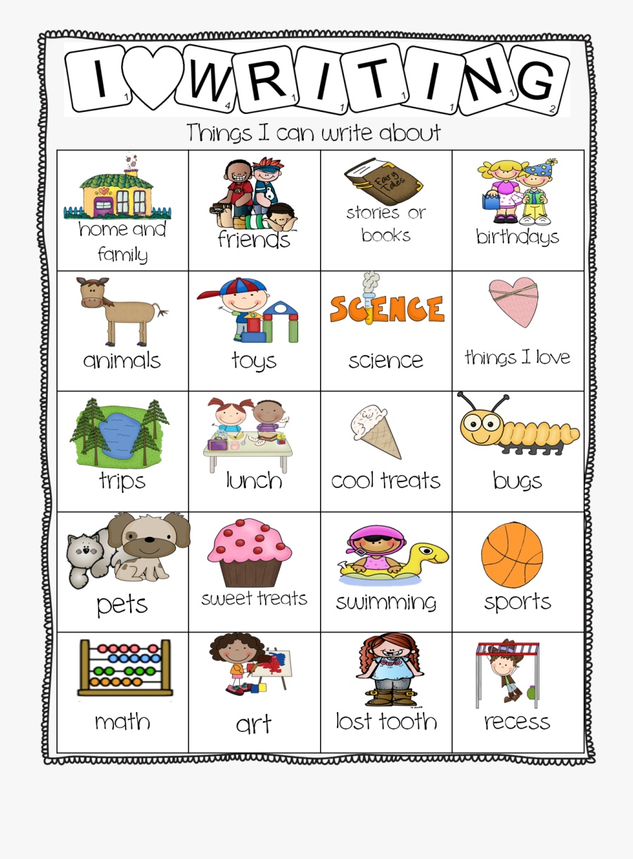 Writing Topic Ideas First Grade, Transparent Clipart