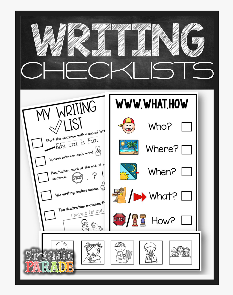 First Grade Writing Checklist Printable, Transparent Clipart