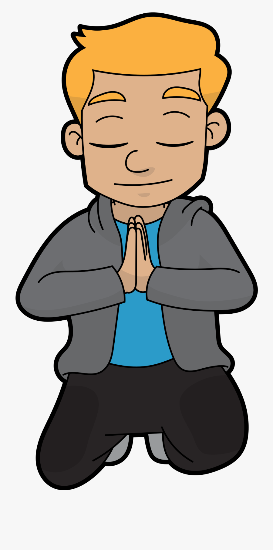 Cartoon Man Meditating Religiously - Cartoon, Transparent Clipart
