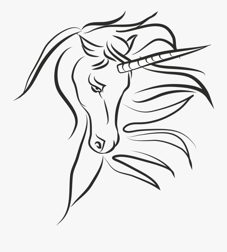 Onlinelabels Clip Art - Unicorn Outline, Transparent Clipart