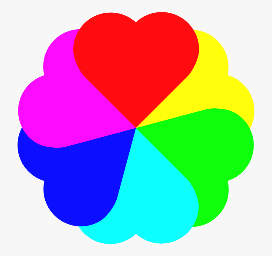 Transparent Rainbow Heart Png - Colours Clipart, Transparent Clipart