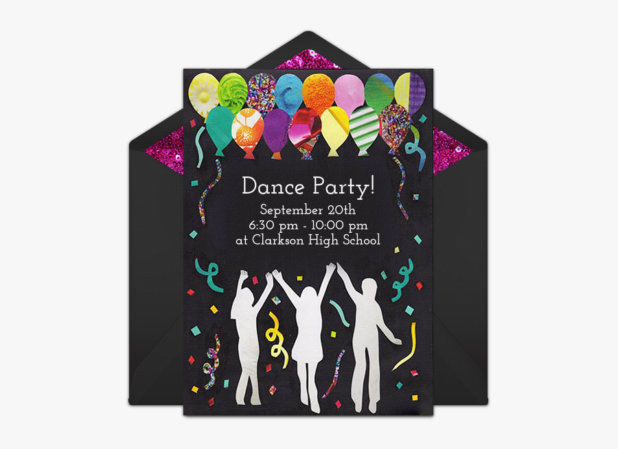 Clip Art Free Dance Invitations In - Dance Party Invitation Card, Transparent Clipart