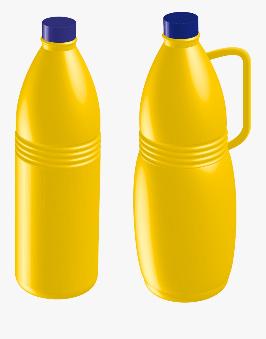 Yellow Plastic Bottles, Transparent Clipart