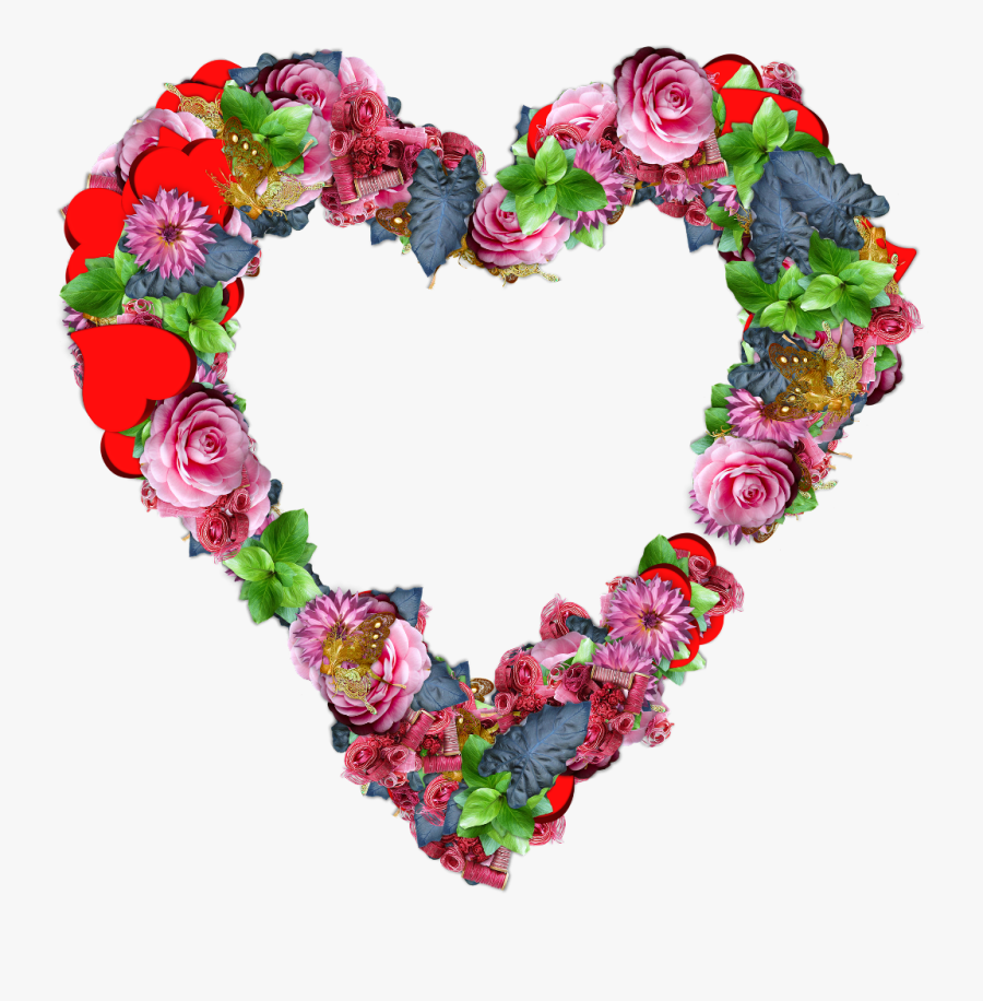 Transparent Greenery Wreath Clipart - Heart Made Out Of Flowers, Transparent Clipart