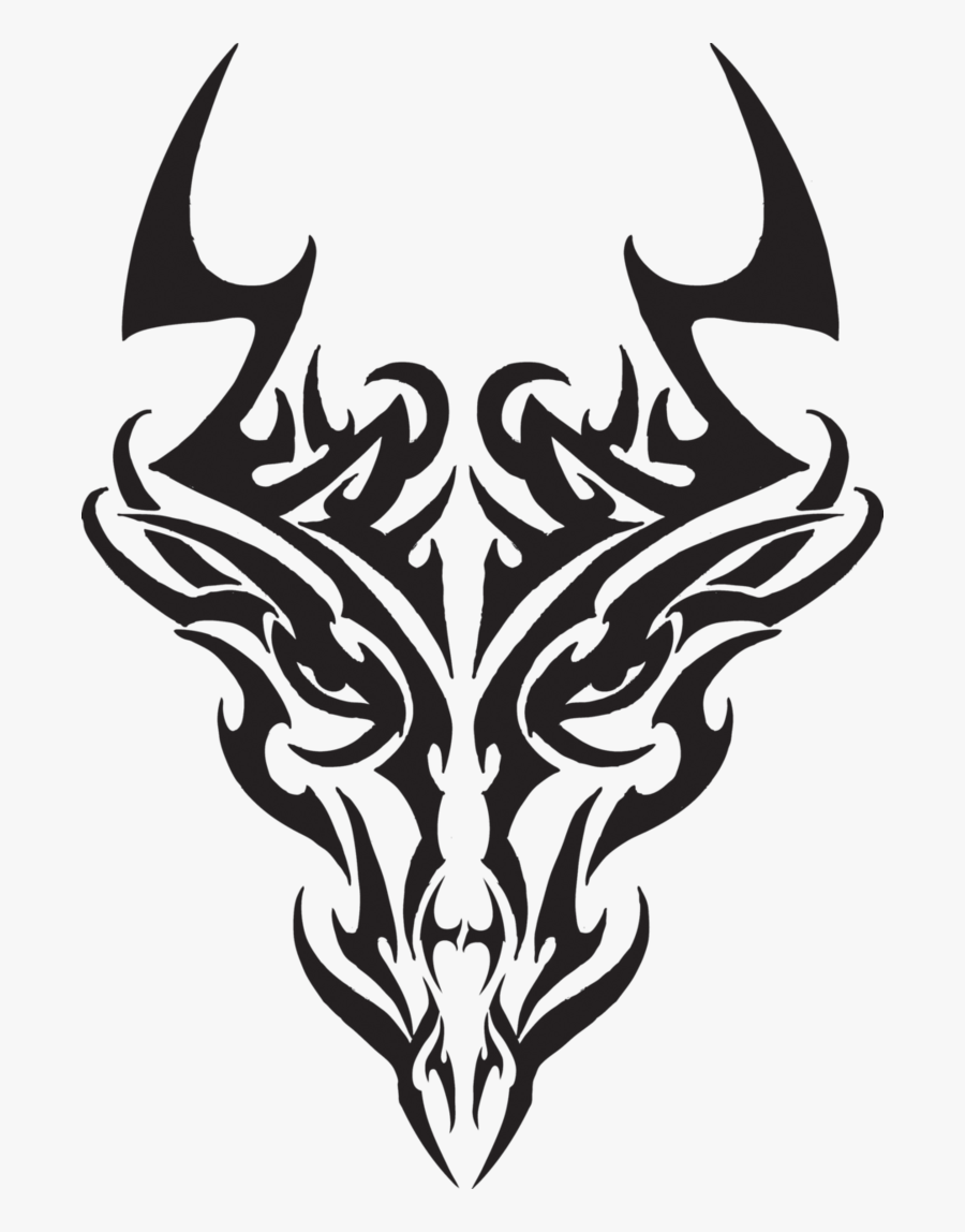 Transparent Dragon Head Clipart - Tribal Dragon Face Tattoo, Transparent Clipart