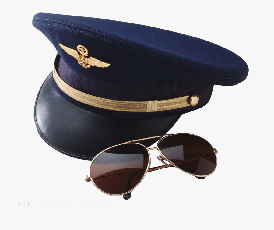 Blue Sunglasses 0506147919 Cap Airplane Hat Clipart - Pilot Boeing Equipment, Transparent Clipart